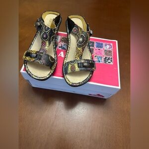 Alegria Multicolor with Silver Accents Patterned Sandals